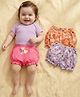 Babyoye Cotton Elastane Knit Heart & Floral Printed Bloomers Pack of 3 - Pink Light Blue & Orange