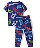 Pine Kids Single Jersey Knit Half Sleeves Night Suit With Awesome Print - Navy Blue
