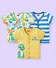 Babyhug Interlock Knit Half Sleeves Front Open jhablas with Dino Print & Stripes Pack of 3 - Yellow & White
