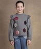 One Friday Cotton Knitted Full Sleeves Sequin Embellished Top - Grey