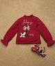 One Friday Cotton Knitted Full Bell Sleeves Eiffel Tower Printed Top - Red