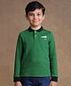 One Friday Cotton Knitted Full Sleeves Solid Polo Tee - Green