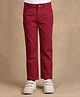 One Friday 100% Cotton Solid Trousers - Red