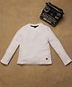 One Friday 100% Cotton Knitted Full Sleeves Solid Tee - Off White
