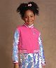 One Friday Cotton Full Sleeves Unicorn Embroidered & Sequins Embellished Jacket - Pink