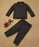 One Friday Knitted Cotton Full Sleeves Solid Blazer & Trousers Set - Grey