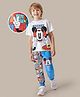 Ollington St. Disney Half Sleeves Drop Shoulder T-Shirt With Track Pant & Mickey Mouse Graphic - White & Blue
