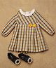 One Friday Full Sleeves Checked Bow Applique Dress - Multi Colour