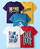 Pine Kids Cotton Knit Half Sleeves T-Shirts With Cool Dude Text Print Pack Of 5 - Red Yellow & Blue