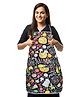 AAZEEM Cotton Abstract Kitchen Apron with Waterproof Back Adjustable Neck Strap Long Ties Front Pocket Pack of 1 - Black