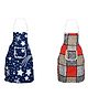 AAZEEM Cotton Abstract Kitchen Apron with Waterproof Back & Front Pocket Pack of 2 - Navy Blue & Red