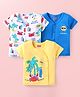 Babyhug 100% Cotton Woven Half Sleeves Front Open jhabla with Beach Theme Print Pack Of 3 - Blue White & Yellow