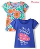 Honeyhap Premium 100% Cotton Knit With Bio Finish Half Sleeves Tops With Floral & Text Print Pack of 2- Mint Fandango Pink