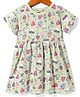CUCUMBER Sinker Knit Half Sleeves Mushroom Printed Frock - Olive Green
