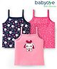 Babyoye Cotton Elastane Knit Sleeveless Slips With Floral & Bunny Print Pack Of 3 - Blue & Pink