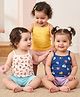 Babyoye Cotton Elastane Knit Sleeveless Slips With Bird Print Pack Of 3 - Yellow White & Navy Blue