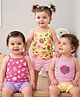 Babyoye Cotton Elastane Knit Sleeveless Slip With Floral Print Pack Of 3 - Purple Yellow & Pink