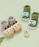 Yellow Bee Pack Of 2 Cotton Cow & Bear Applique Detailed Socks - Grey & Green