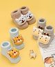 Yellow Bee Pack Of 3 Cotton Baby Animal Applique Detailed Socks - Beige Blue & Grey