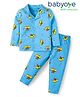 Babyoye 100% Cotton Knit Full Sleeves Night Suit With Dragon Print - Light Blue