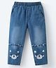 Mark & Mia Washed Full Length Jeans With Bear Print - Royal Blue