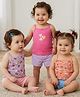 Babyoye Cotton Elastane Knit Sleeveless Slips With Star & Heart Print Pack Of 3 - Pink Brown & Lavender
