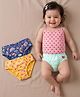 Babyoye Cotton Elastane Knit Floral Heart & Rainbow Printed Panties Pack of 3 - Yellow Sea Green & Navy Blue