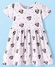 Babyhug Cotton Knit Half Sleeves Frock with Minne Mouse & Heart Print - White