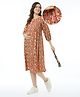 Bella Mama Woven Three Fourth Sleeves Maternity Dress with Floral Print - Red