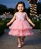 Babyhug Woven Sleeveless Party Dress With Sequinned Yoke & Bow Applique - Pink