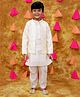 KID1 Silk Full Sleeves Abstract Embroidered Kurta Pyjama With Jacket Set - Off White