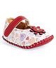 Chiu Floral Applique Designed Velcro Closure Booties - Red