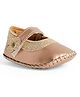 Chiu Floral Applique Detailed & Glittered Velcro Closure Booties - Rose Gold