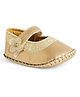 Chiu Floral Applique Detailed & Glittered Velcro Closure Booties - Gold
