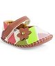 Chiu Floral Applique Designed Velcro Closure Booties - Brown