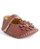 Chiu Floral Applique Designed Velcro Closure Booties - Brown