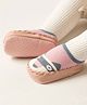 MOMISY Anti-Skid  Animal Face Designed Anti Skid Leather Soled Shoe Socks - Pink