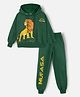 Nap Chief Pure Cotton Disney Featuring Full Sleeves Mufasa Printed Oversized Hoodie With Joggers Set - Green