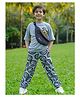 Nap Chief Pure Cotton Half Sleeves Smiley Angel Printed Oversized Tee With Joggers Set - Grey