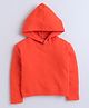 Taffykids Cotton Looper Full Sleeves Love Is In The Air Text Patch Detailed Hoodie - Orange