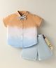 ToffyHouse Shirt and Bottom Set Half sleeves Shirt - 100% Cotton Poplin Tie & Dye, Bottom - Woven Cotton Twill With Spandex Male ICE BLUE 4-5Y