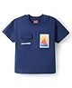 Babyhug Cotton Knit Half Sleeves T-Shirt With Boat Print & Pocket Detailing - Navy Blue