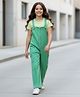 Pine Kids Cotton Woven Half Sleeves Inner Top & Dungaree with Bon Appetitt Text Print - Light Green & Green