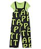 Pine Kids Cotton Knit Half Sleeves Solid T-Shirt & Dungaree with Alphabet Print - Black & Light Green