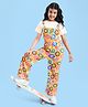 Pine Kids Cotton Kit Text Printed Dungarees & Half Sleeves T-Shirt - Golden