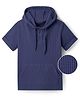 Pine Kids Cotton Knit Half Sleeves  Textured Hooded T-Shirt - Navy Blue