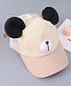 Babyhug Free Size Baseball Cap With Teddy Bear & Ear Applique - Khaki
