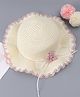 Babyhug Free Size Straw Hat With Floral Applique - Off White