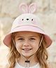 Babyhug Free Size Bucket Hat With Animal Print & Ear Applique - Pink