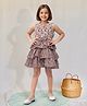 TOONYPORT Cotton Sleeveless Floral Printed & Smock Detailed Dress - Maroon